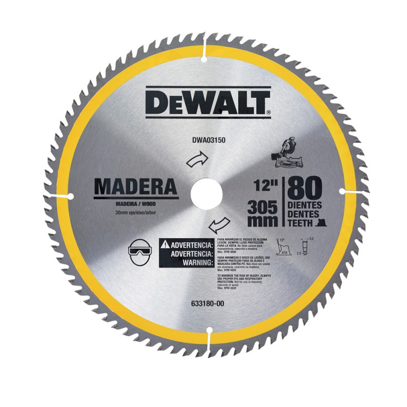 HOJA SIERRA CORTE TRANSVERSAL 12'' 80D DEWALT DWA03150