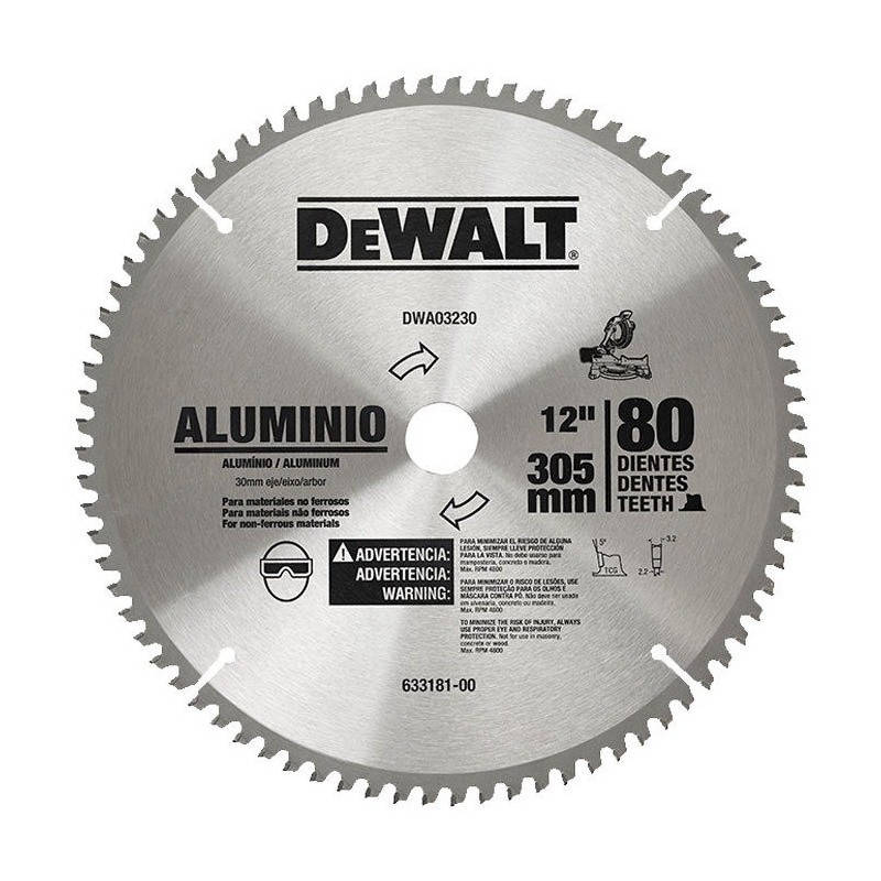 DISCO P/ALUMINIO 12" X 80" DEWALT DWA03230